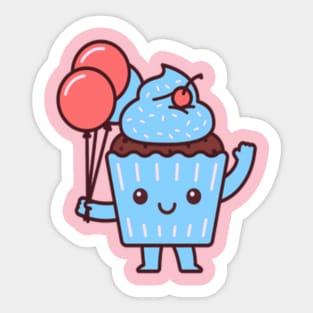 blue birthday cupcake kawaii Sticker